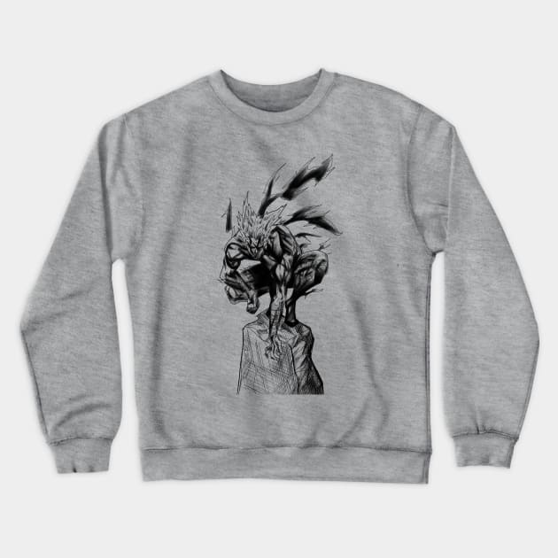 garou the wolf hero hunter Crewneck Sweatshirt by jorge_lebeau